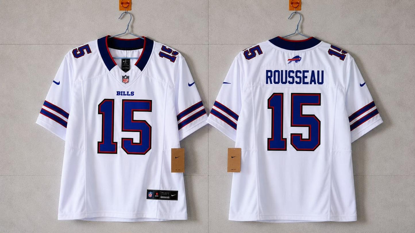 BUFFALO BILLS GREG ROUSSEAU WHITE JERSEY