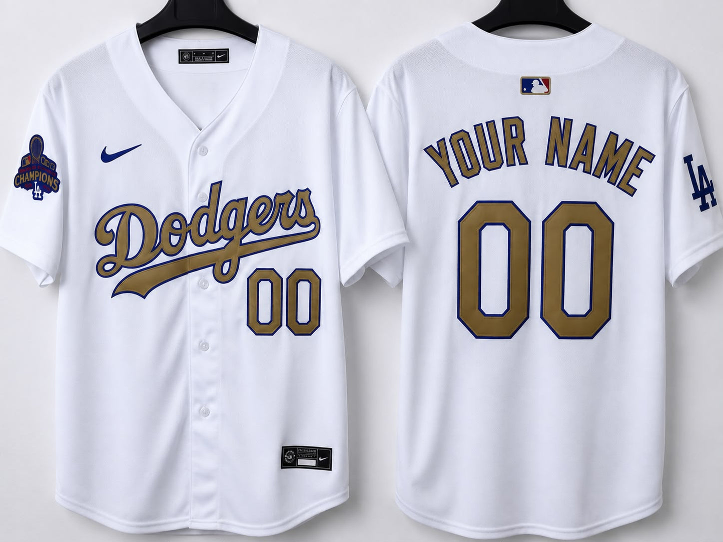 LOS ANGELES DODGERS CUSTOM WHITE AND GOLD JERSEY
