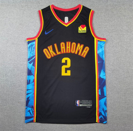 Shai Gilgeous-Alexander Black Multicolor Oklahoma City Thunder Jersey