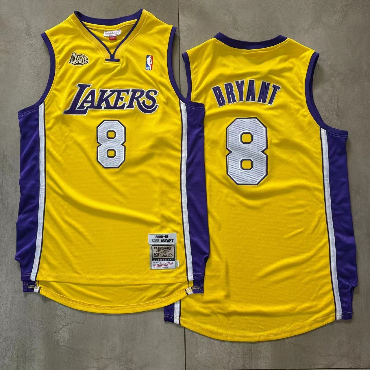 LOS ANGELES LAKERS KOBE BRYANT YELLOW VINTAGE JERSEY