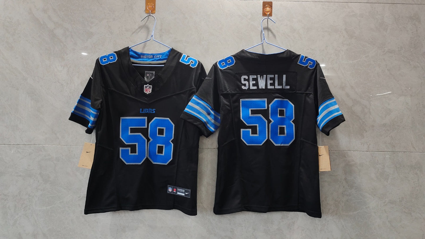 DETROIT LIONS PENEI SEWELL BLACK JERSEY