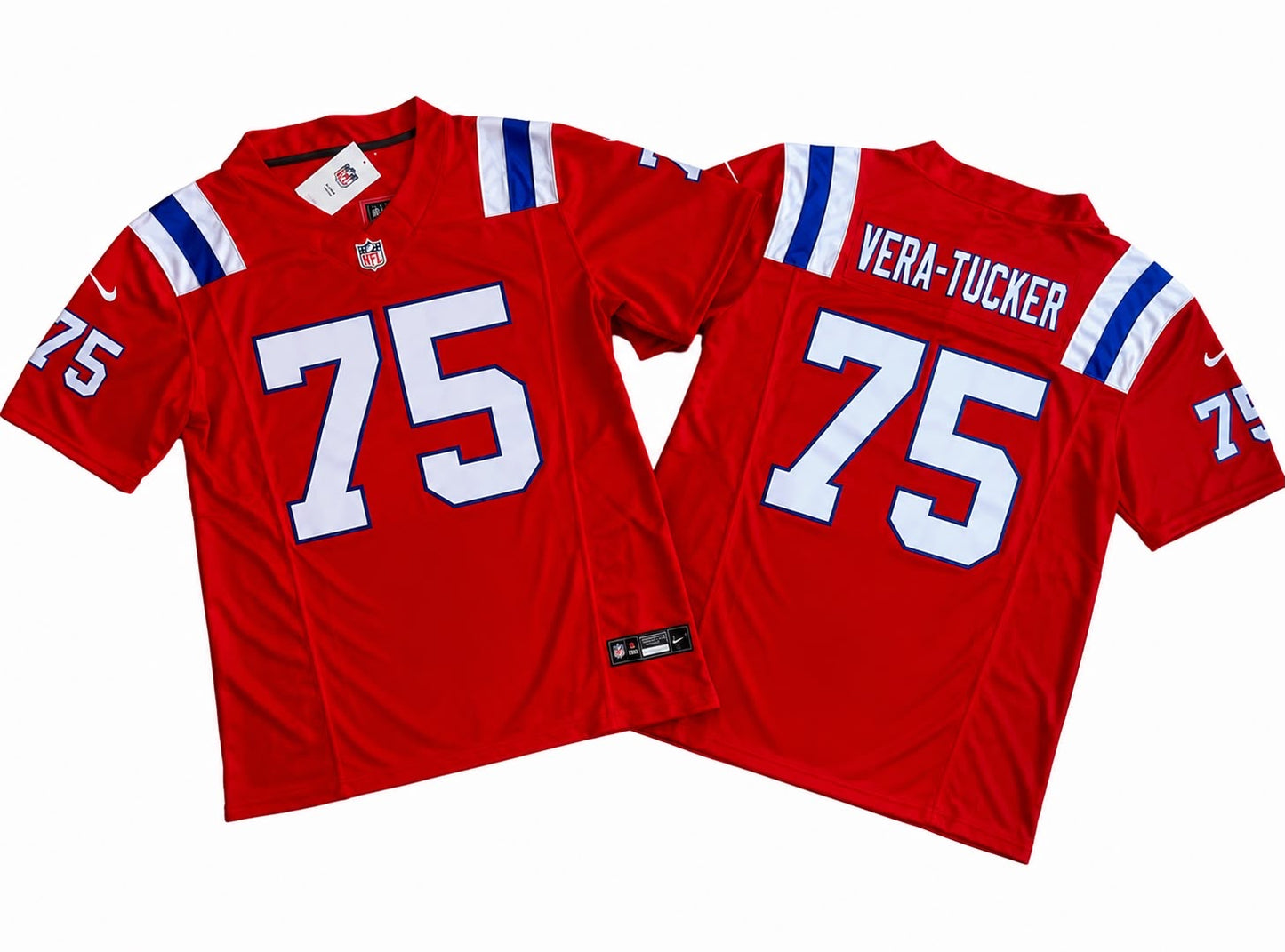 NEW ENGLAND PATRIOTS ELIJAH VERA TUCKER RED JERSEY