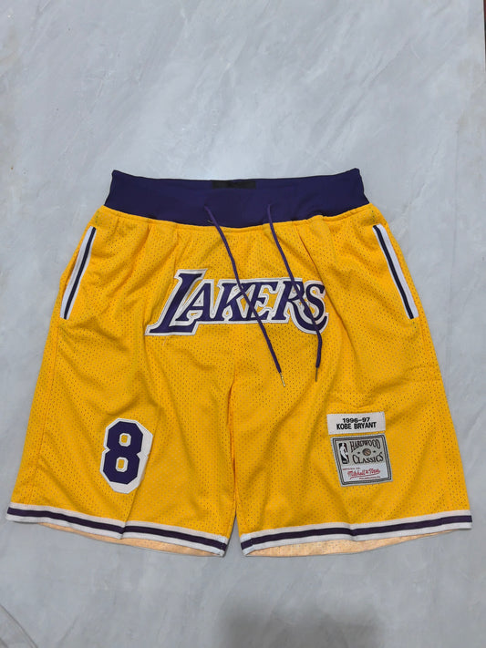 LOS ANGELES LAKERS KOBE BRYANT YELLOW SHORTS