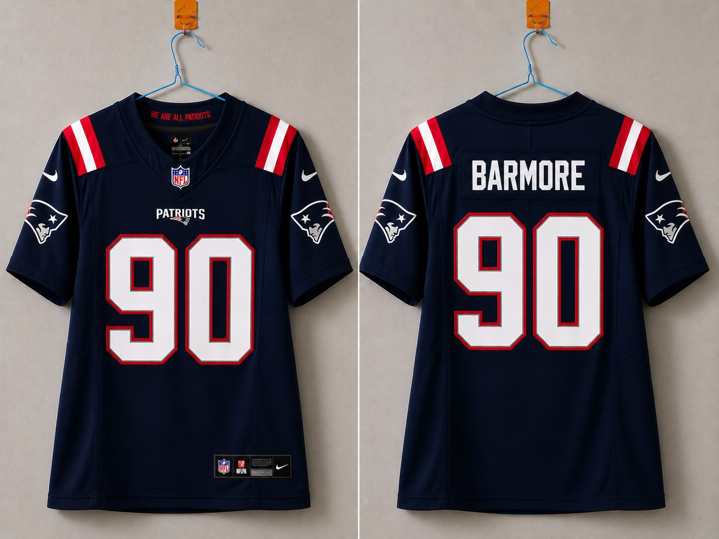 NEW ENGLAND PATRIOTS CHRISTIAN BARMORE BLUE JERSEY