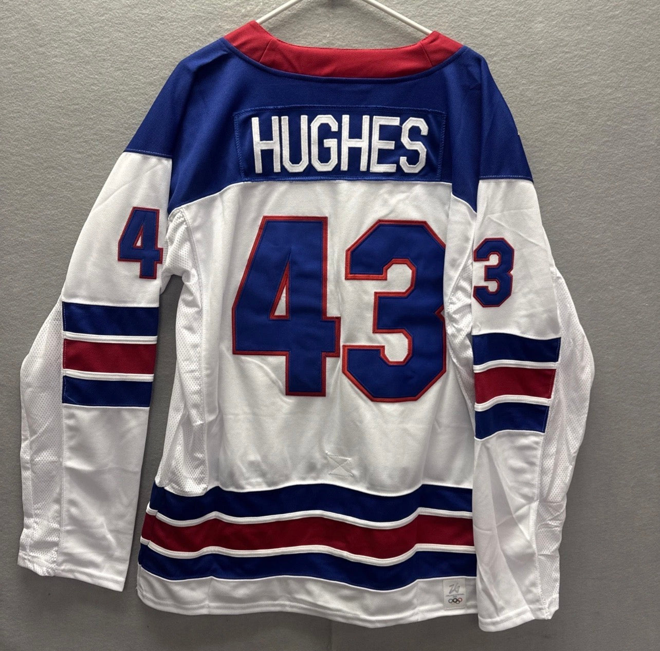 TEAM USA JACK HUGHES WHITE JERSEY