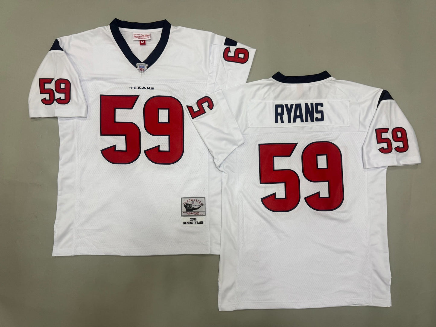 HOUSTON TEXANS DEMECO RYANS WHITE VINTAGE JERSEY