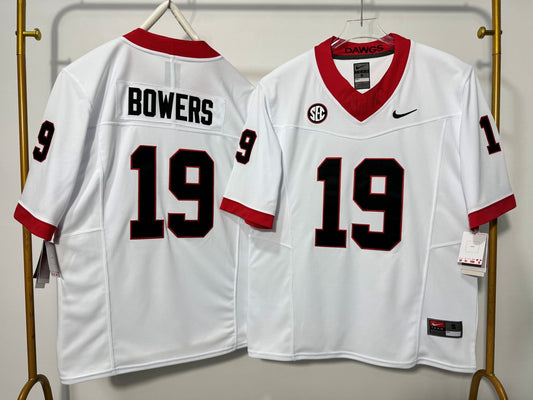 GEORGIA BULLDOGS BROCK BOWERS WHITE JERSEY