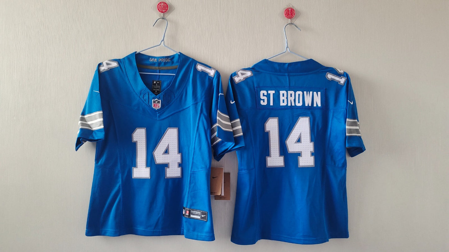 DETROIT LIONS AMON RA ST BROWN BLUE JERSEY