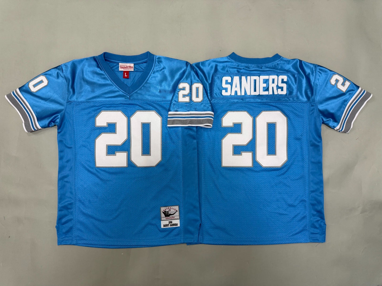 DETROIT LIONS BARRY SANDERS BLUE VINTAGE JERSEY