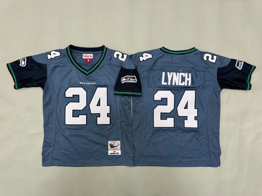 SEATTLE SEAHAWKS MARSHAWN LYNCH BLUE VINTAGE JERSEY