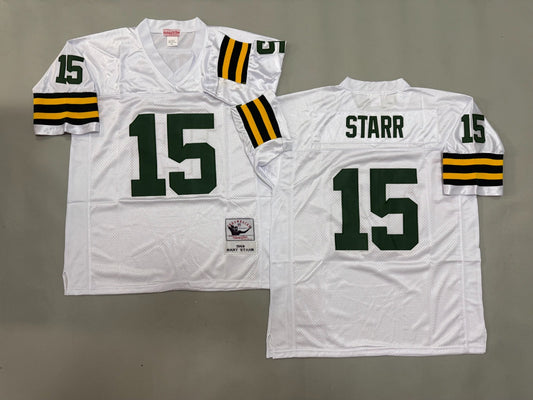 GREEN BAY PACKERS BART STARR WHITE VINTAGE JERSEY