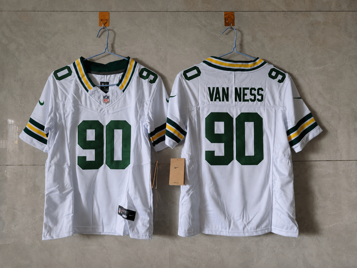 GREEN BAY PACKERS LUKAS VAN NESS WHITE JERSEY