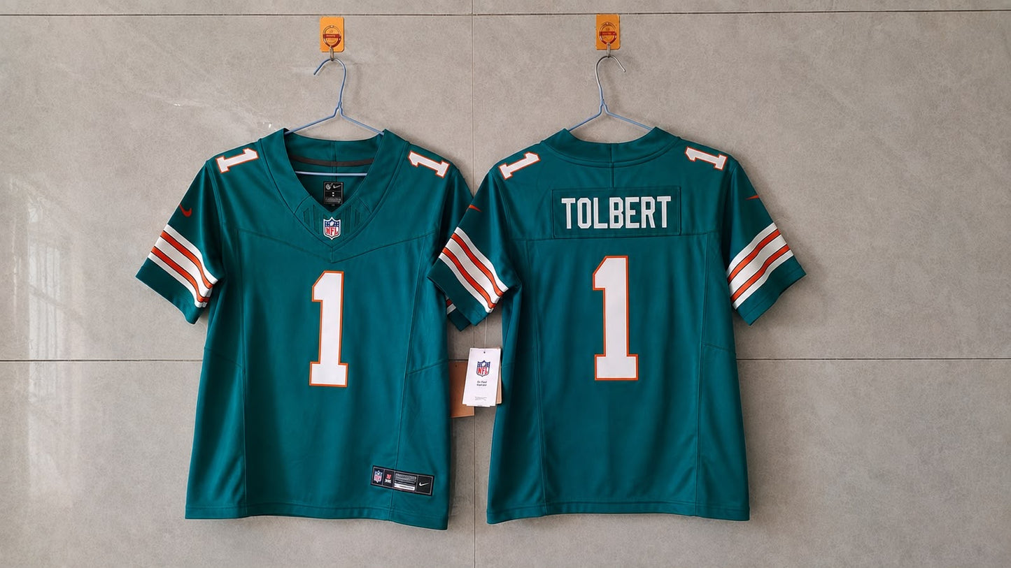 MIAMI DOLPHINS JALEN TOLBERT BLUE JERSEY