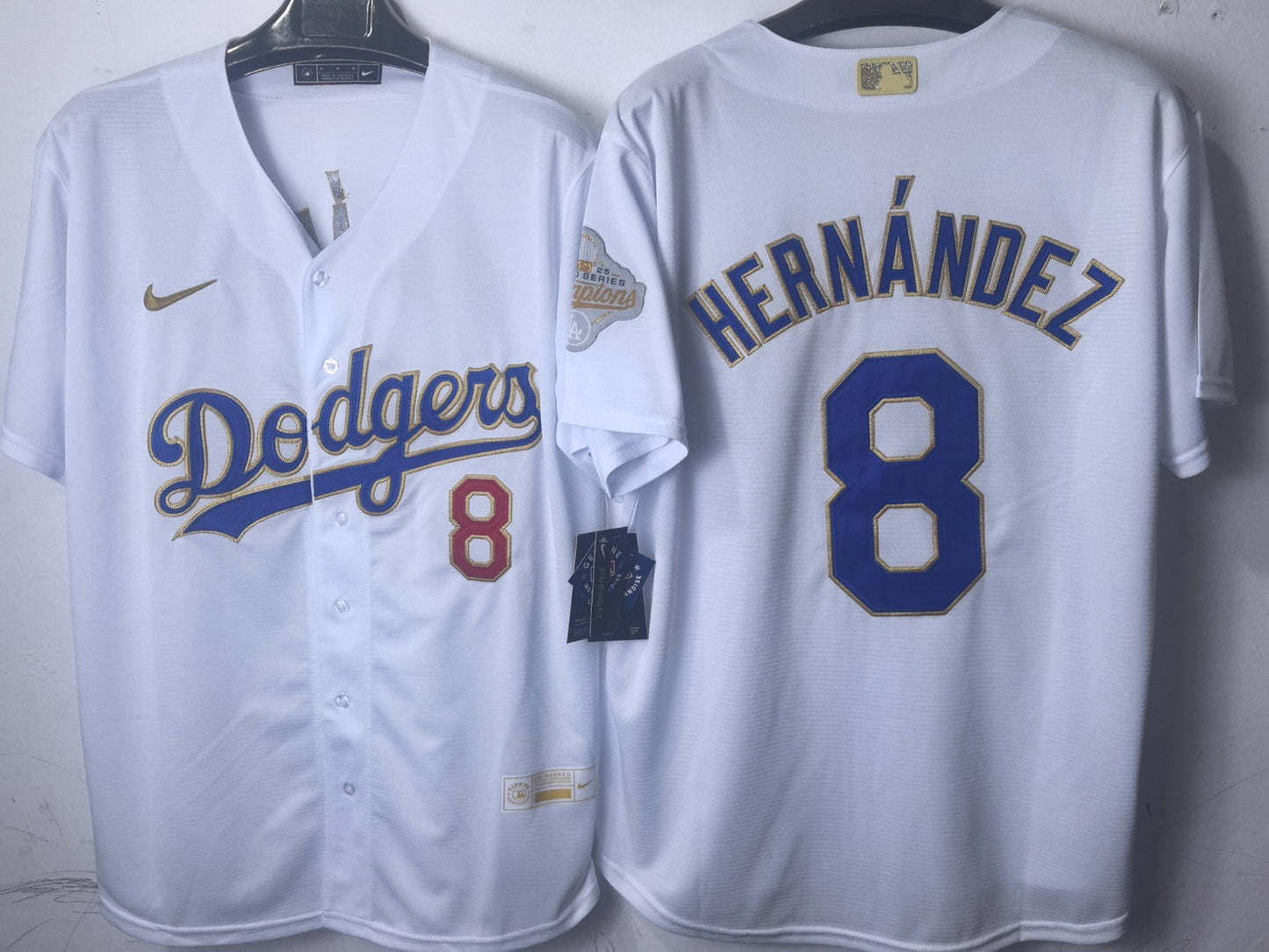 Los Angeles Dodgers Kiki Hernandez White and Gold Jersey