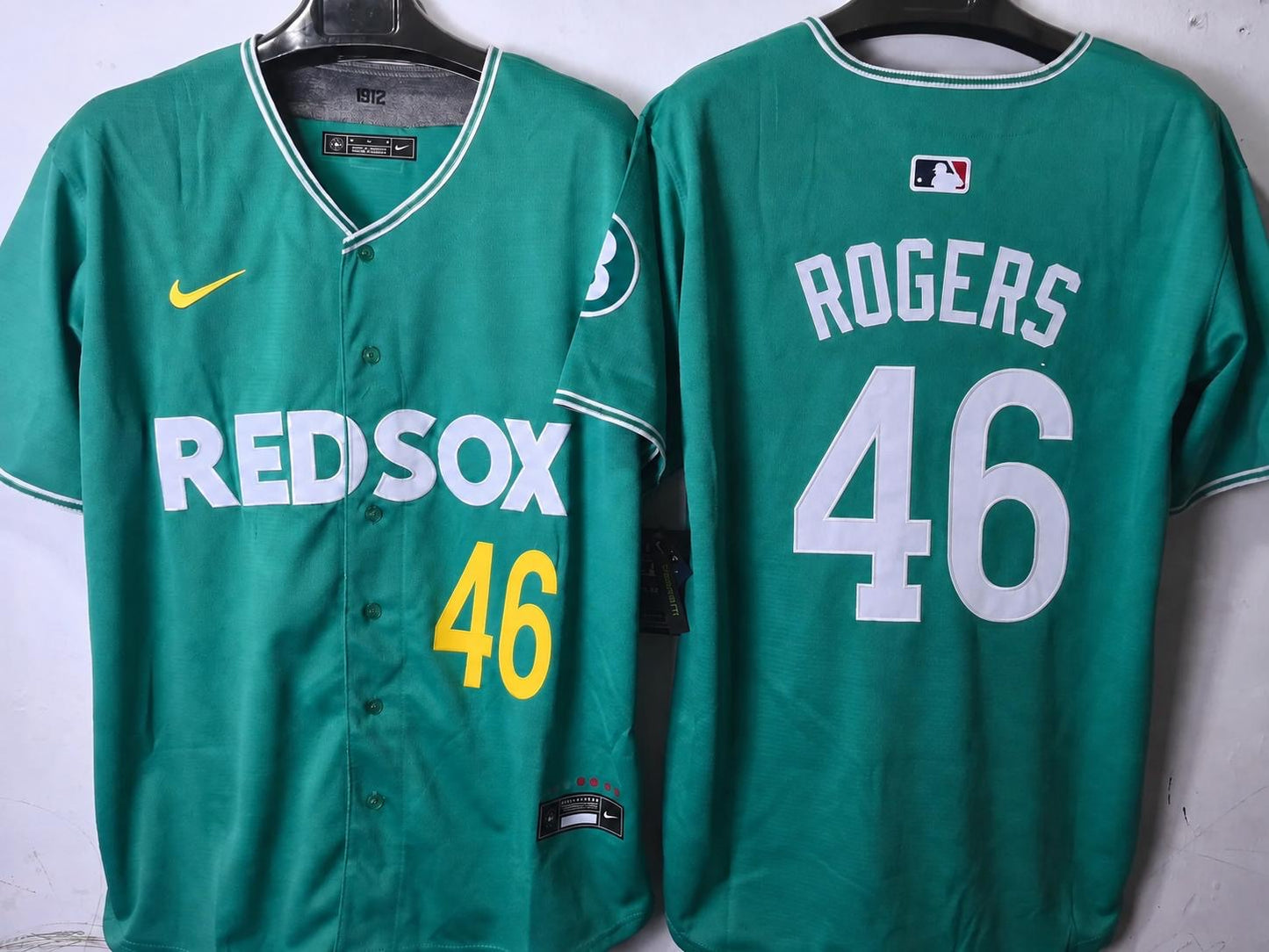 BOSTON RED SOCKS JAKE ROGERS MINT GREEN JERSEY