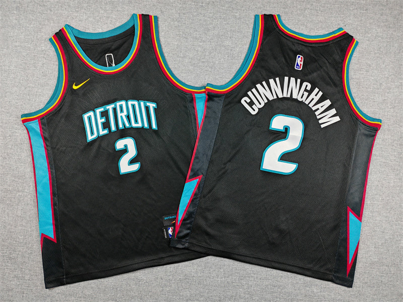 DETROIT PISTONS CADE CUNNINGHAM BLACK JERSEY