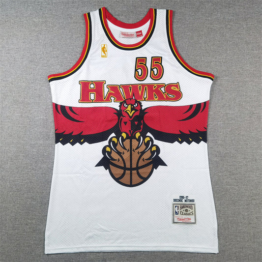 ATLANTA HAWKS DIKEMBE MUTOMBO WHITE VINTAGE JERSEY