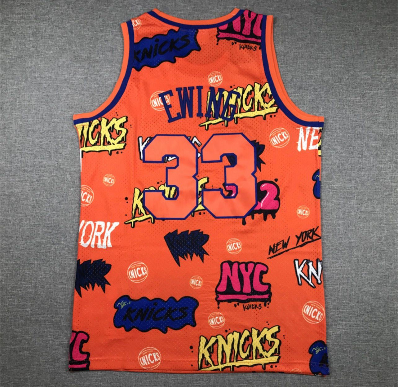 Patrick Ewing Orange Graphic New York Knicks Jersey
