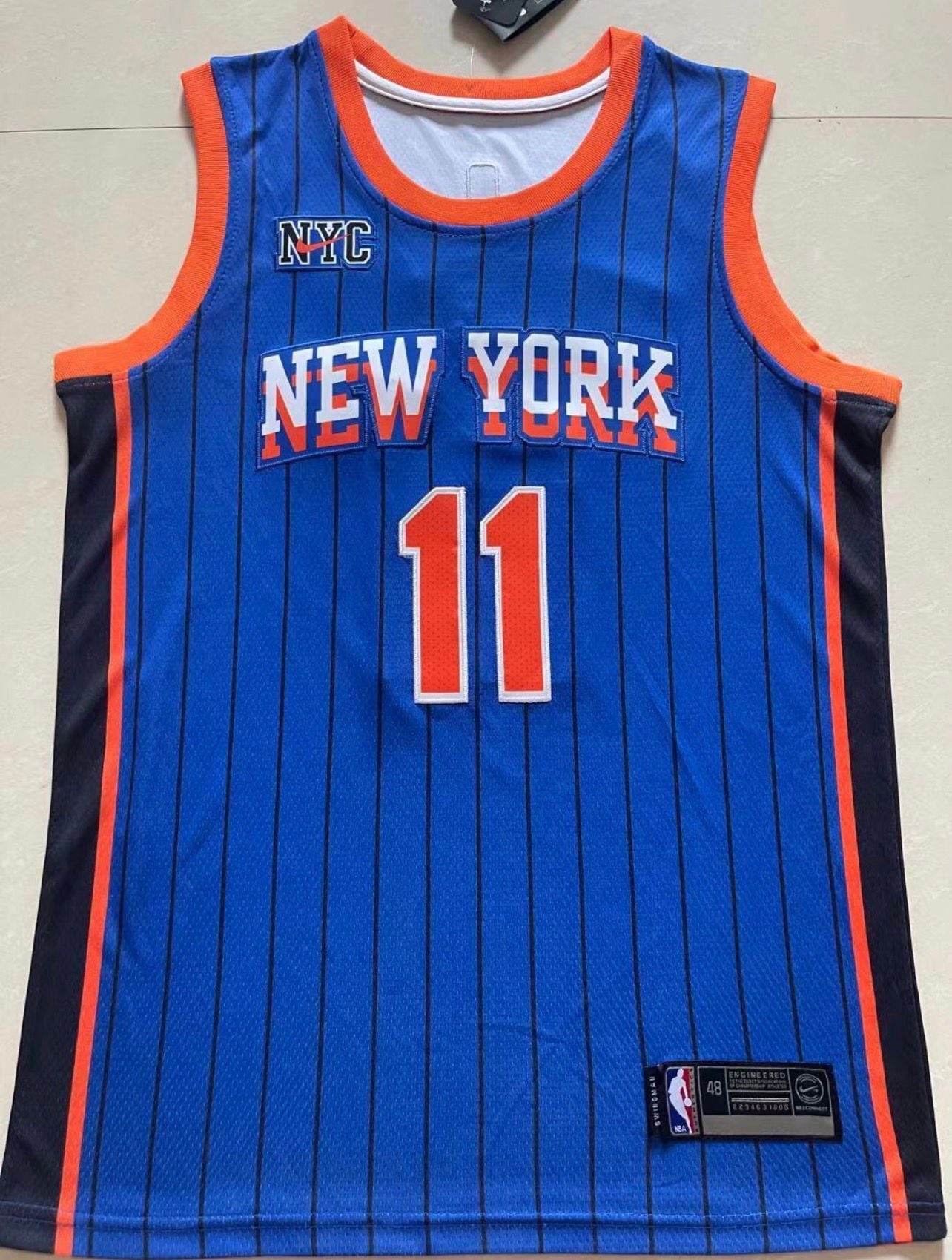 Jalen Brunson Blue Pinstripe New York Knicks Jersey
