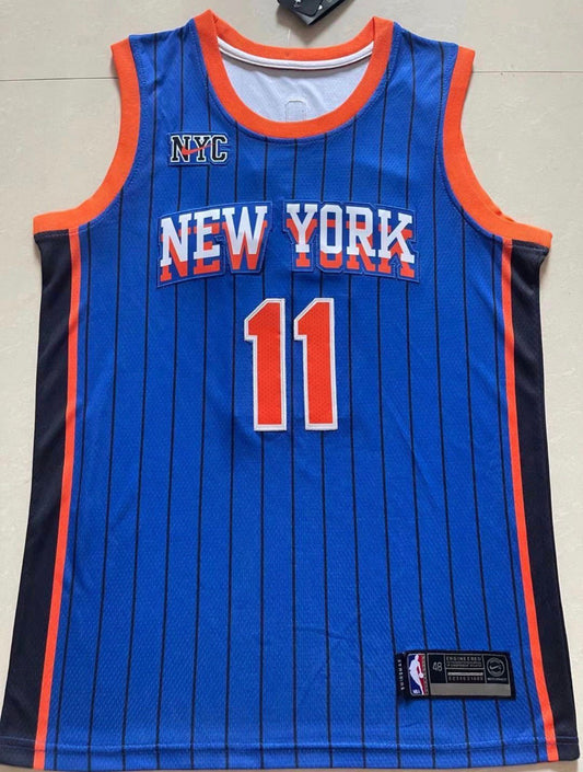 Jalen Brunson Blue Pinstripe New York Knicks Jersey