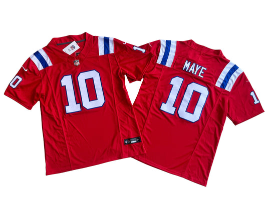 New England Patriots Drake Maye Red Jersey