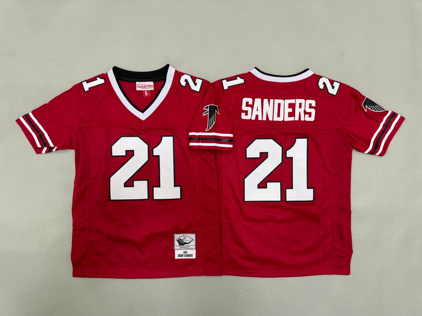ATLANTA FALCONS DEION SANDERS RED VINTAGE JERSEY