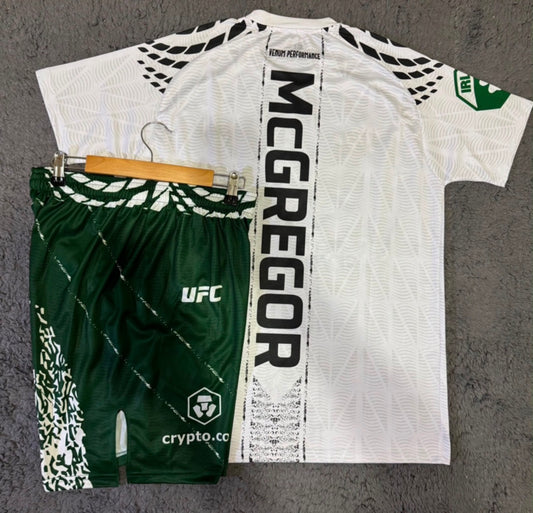 CONOR MCGREGOR WHITE SHIRT & GREEN SHORTS COMBO