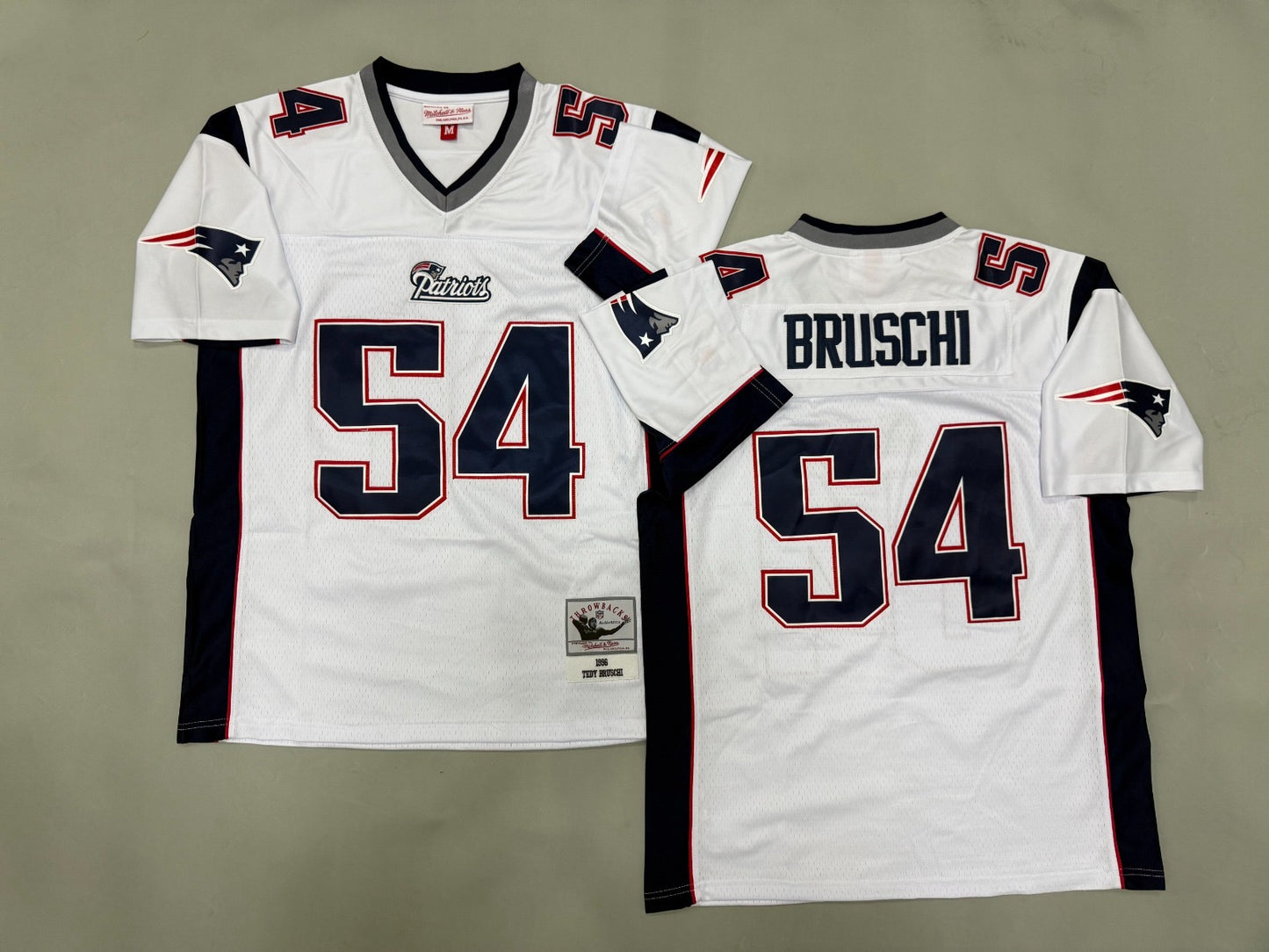 NEW ENGLAND PATRIOTS TEDY BRUSCHI WHITE VINTAGE JERSEY
