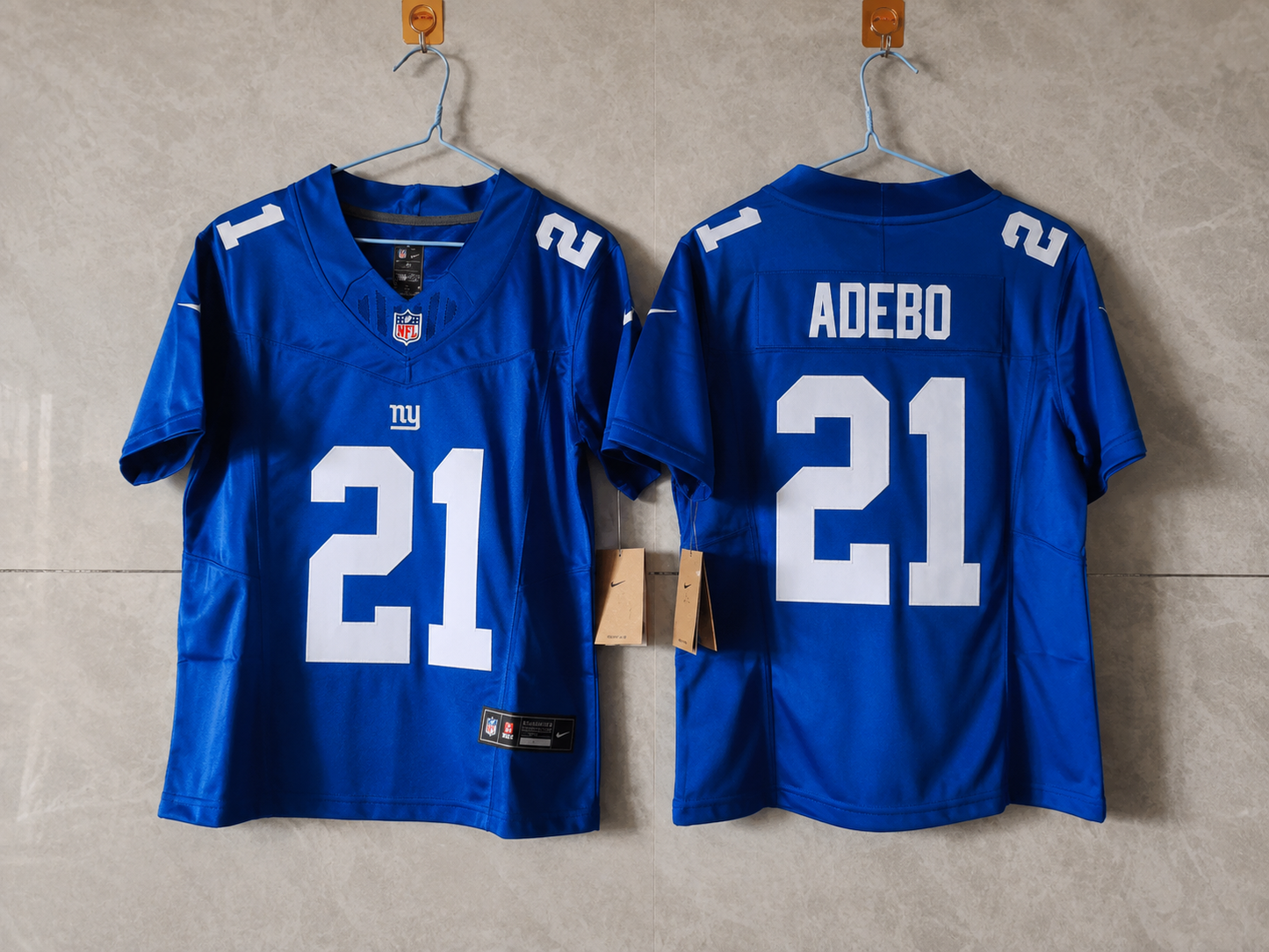 NEW YORK GIANTS PAULSON ADEBO BLUE JERSEY