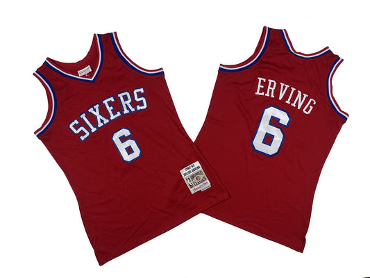 PHILADELPHIA 76ERS JULIUS ERVING RED VINTAGE JERSEY