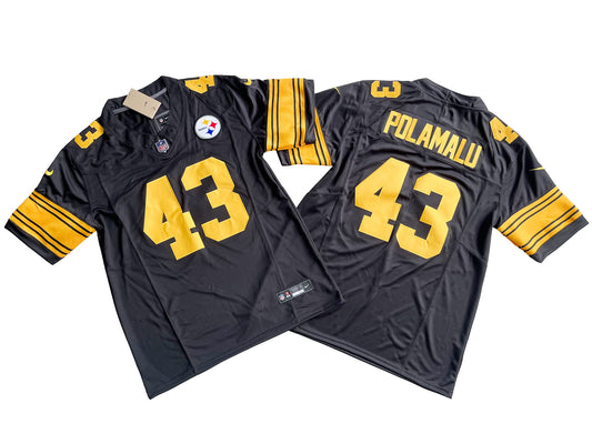 PITTSBURGH STEELERS TROY POLAMALU BLACK AND GOLD JERSEY