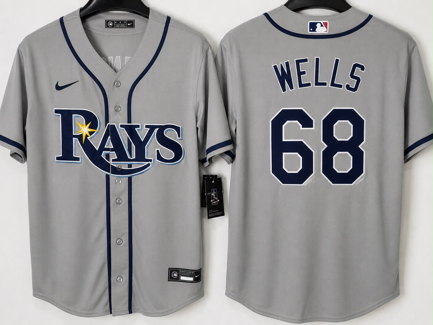 TAMPA BAY RAYS TYLER WELLS GREY JERSEY