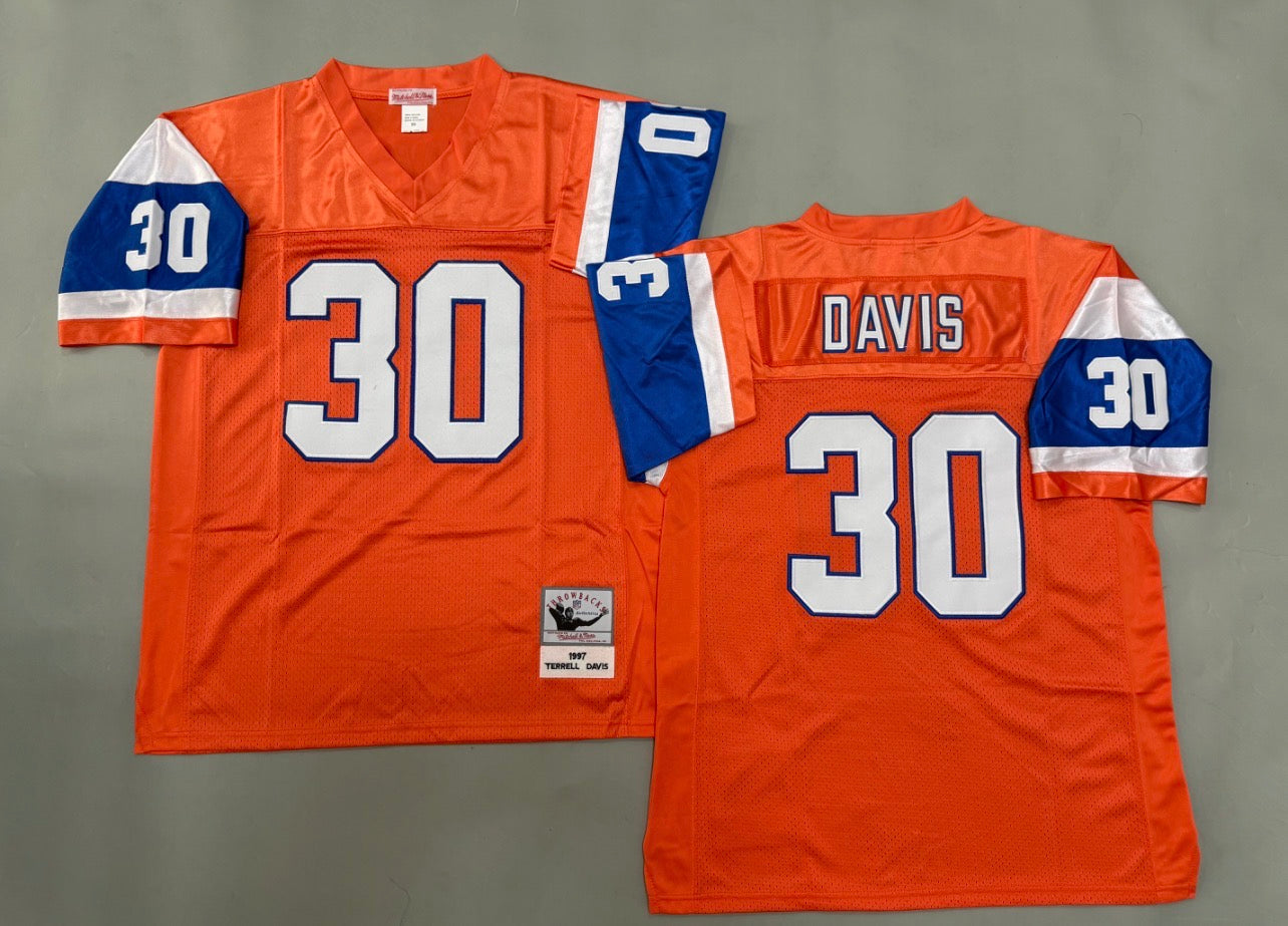 DENVER BRONCOS TERRELL DAVIS ORANGE VINTAGE JERSEY