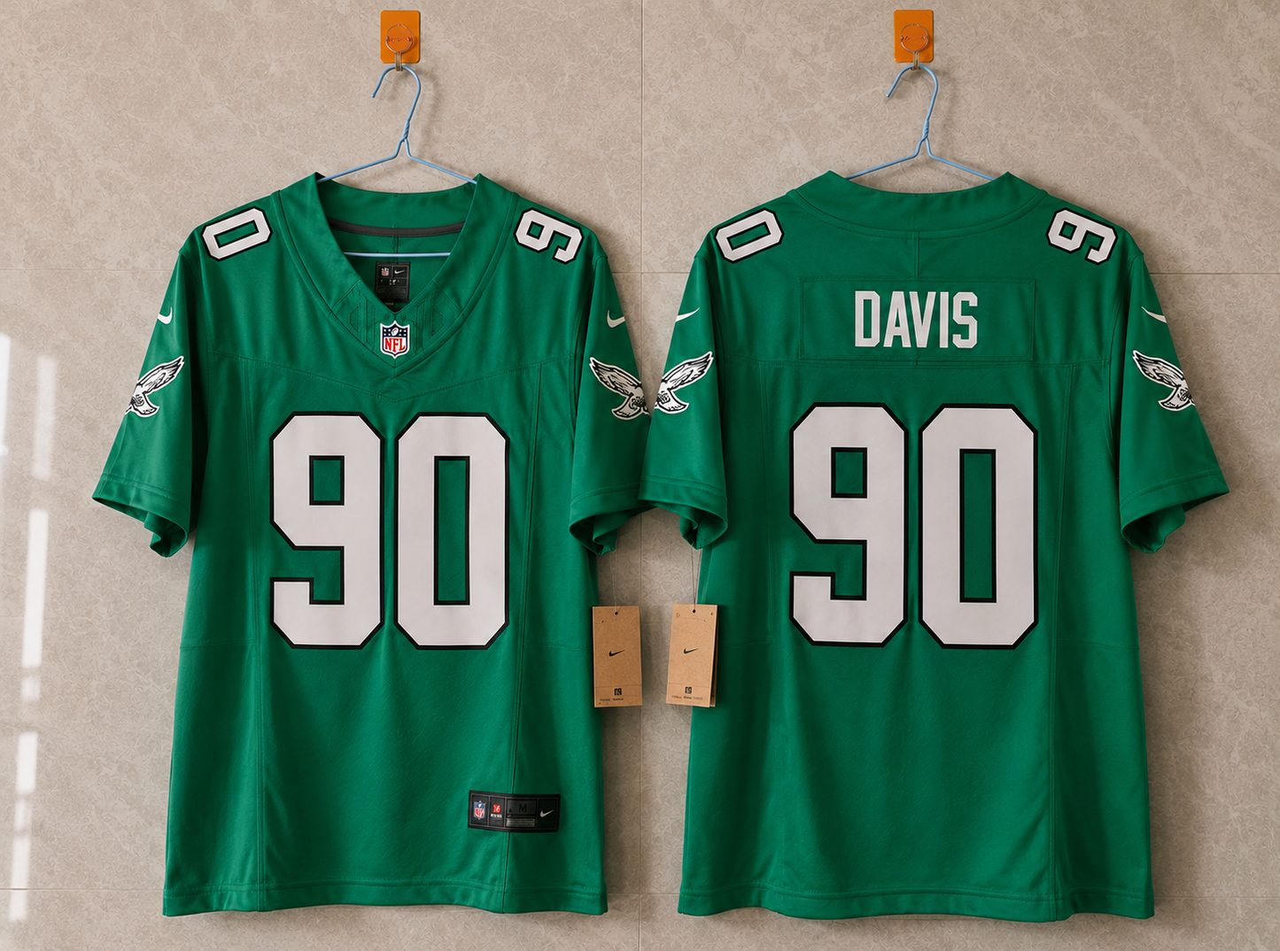 PHILADELPHIA EAGLES JORDAN DAVIS KELLY GREEN JERSEY