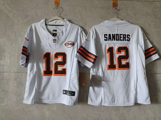 CLEVELAND BROWNS SHEDUER SANDERS WHITE JERSEY