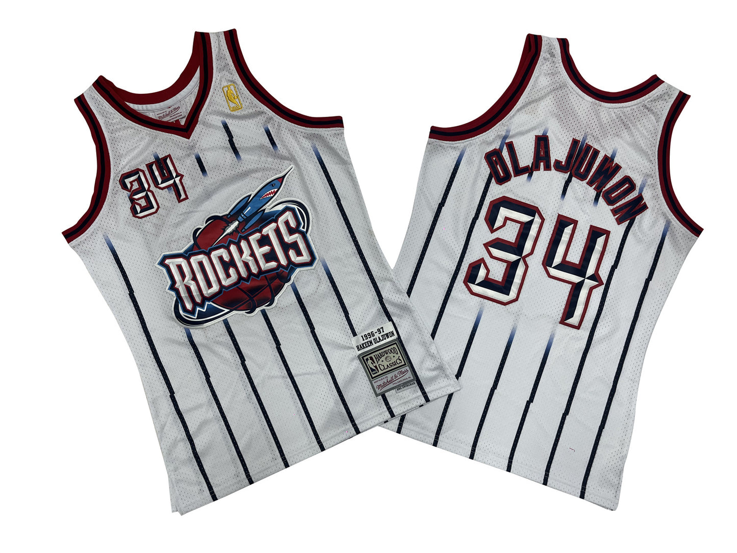 HOUSTON ROCKETS HAKEEM OLAJUWON WHITE VINTAGE JERSEY