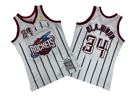HOUSTON ROCKETS HAKEEM OLAJUWON WHITE VINTAGE JERSEY