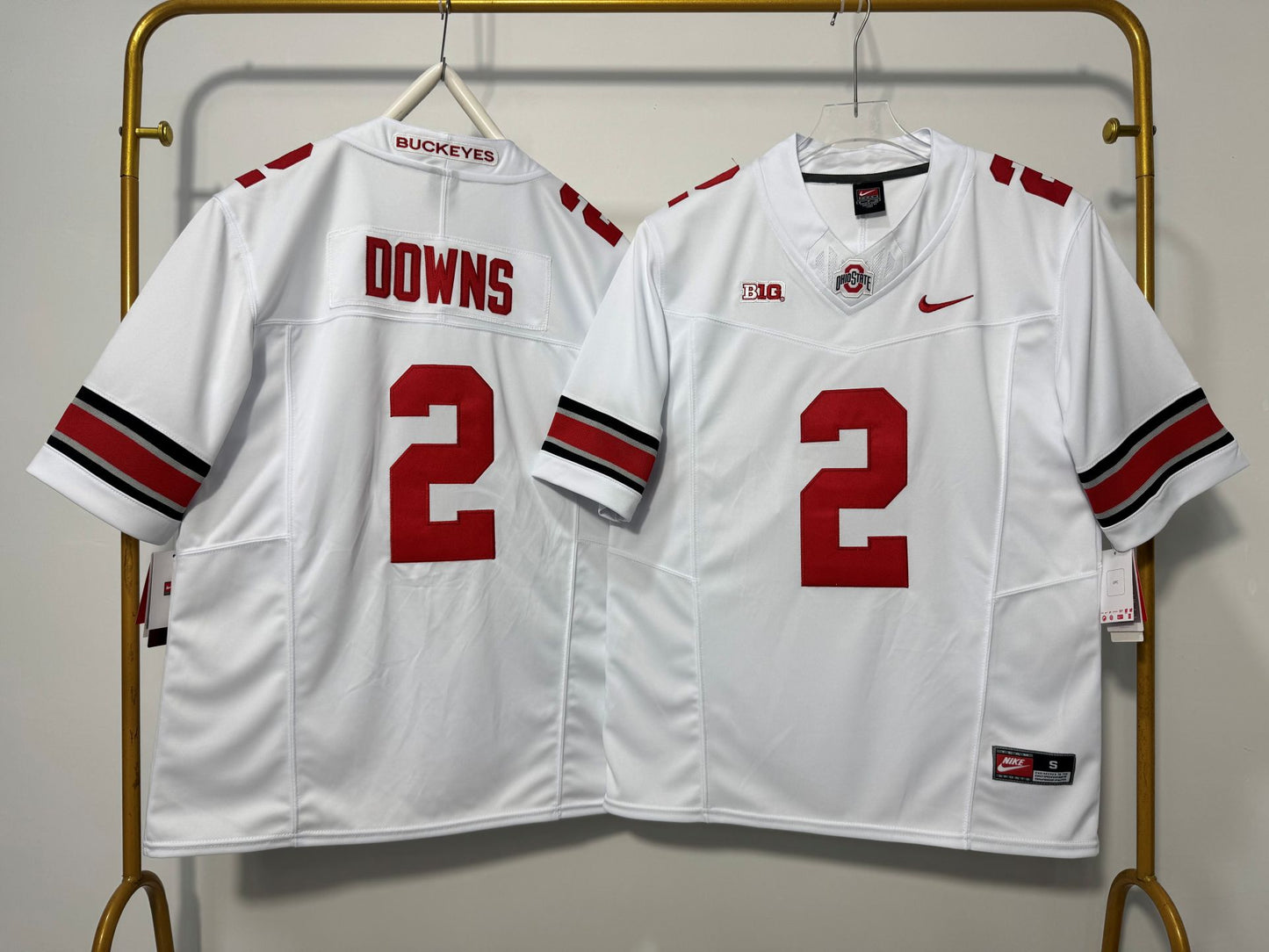 OHIO STATE BUCKEYES CALEB DOWNS WHITE JERSEY