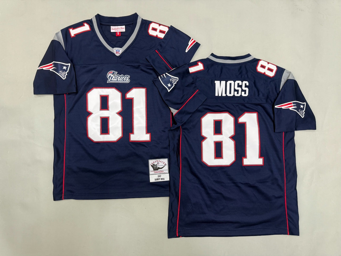 NEW ENGLAND PATRIOTS RANDY MOSS BLUE VINTAGE JERSEY