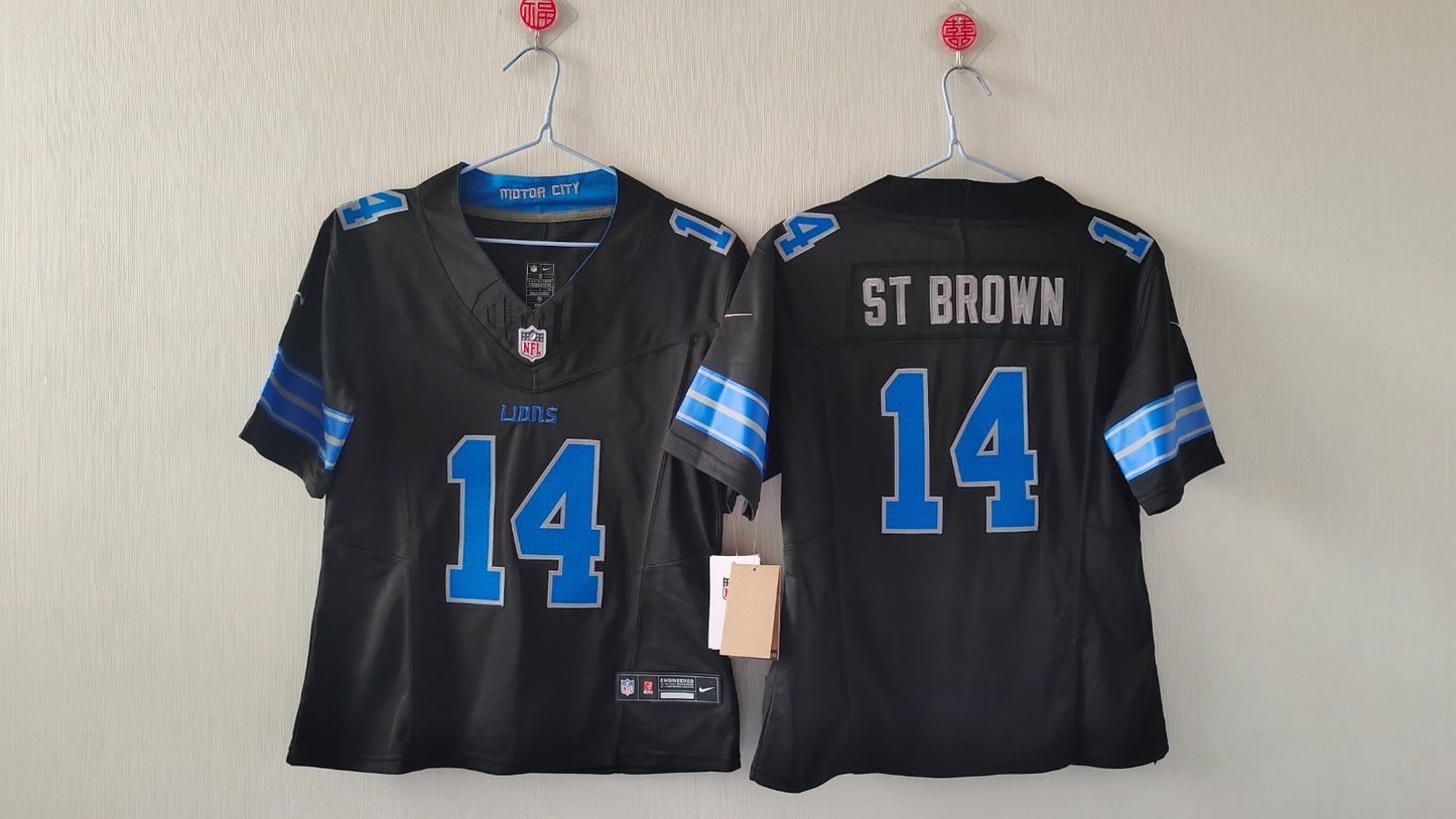 DETROIT LIONS AMON RA ST BROWN BLACK JERSEY