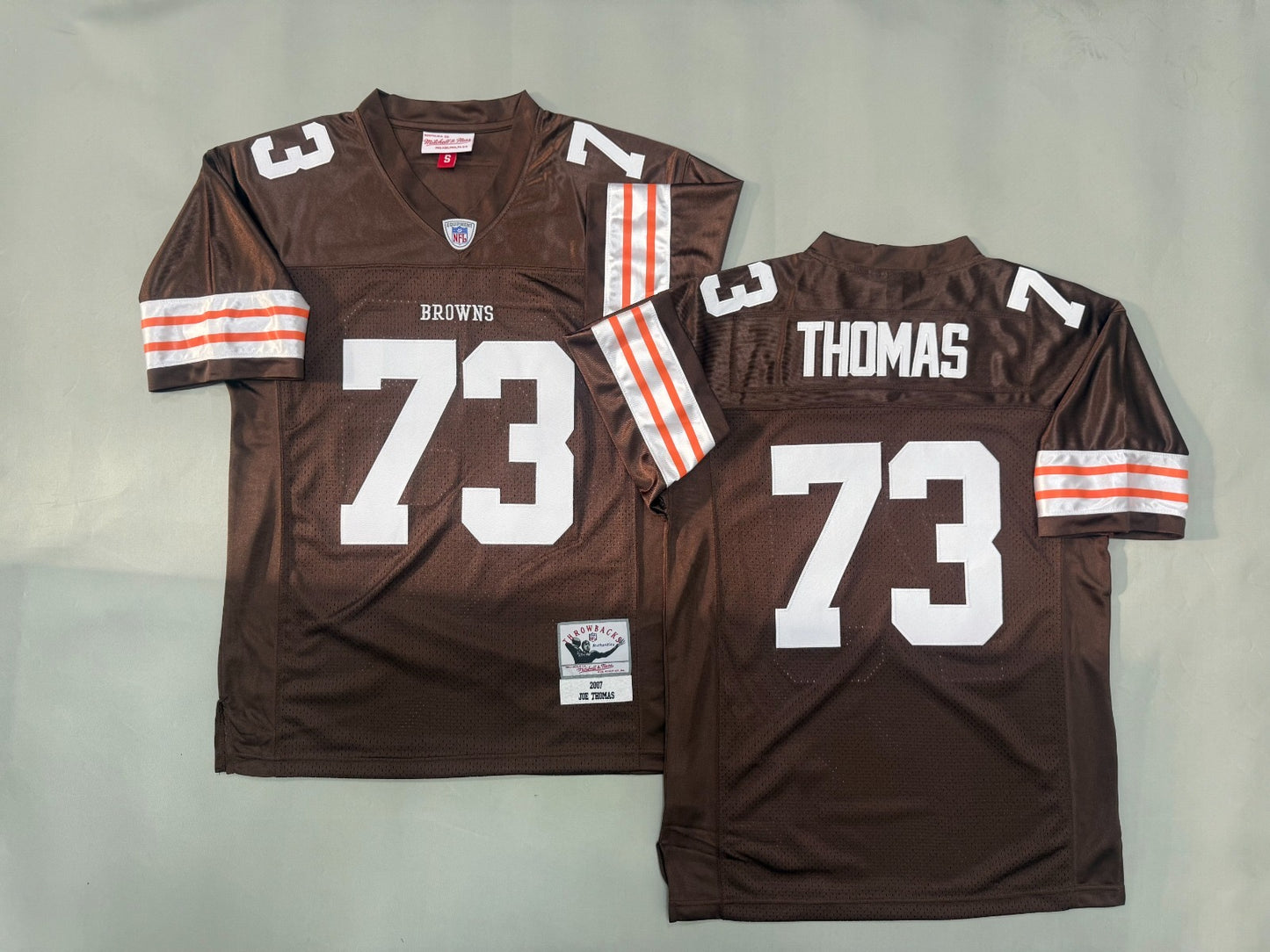 CLEVELAND BROWNS JOE THOMAS BROWN VINTAGE JERSEYS