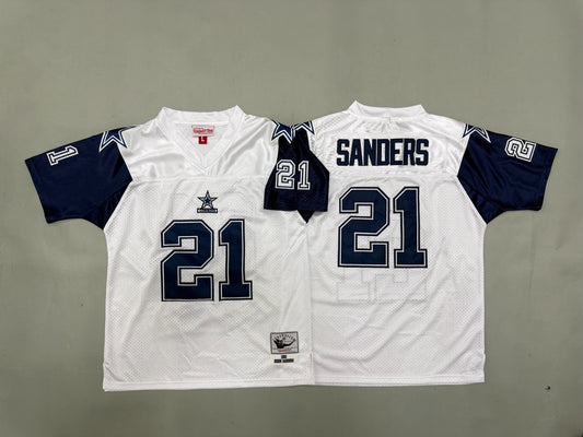 DALLAS COWBOYS DEION SANDERS WHITE VINTAGE JERSEY
