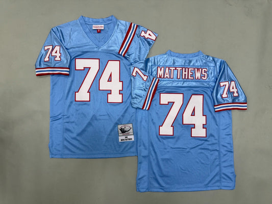 HOUSTON OILERS BRUCE MATTHEWS BLUE JERSEY