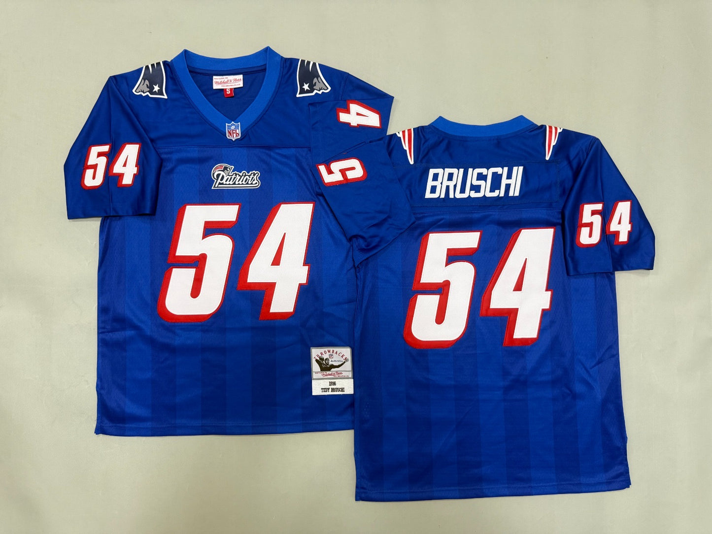 NEW ENGLAND PATRIOTS TEDY BRUSCHI RETRO BLUE VINTAGE JERSEY