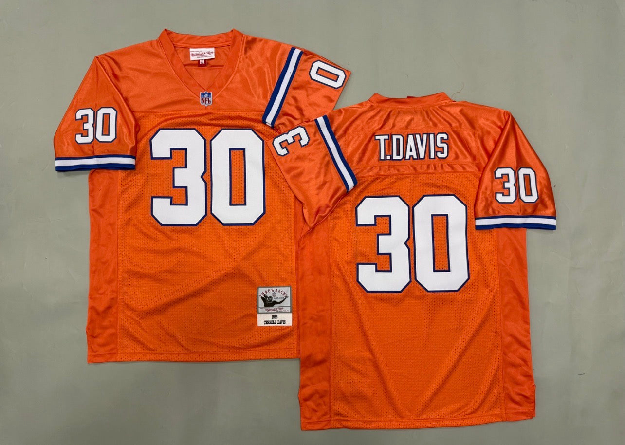 DENVER BRONCOS TERRELL DAVIS ORANGE VINTAGE JERSEY