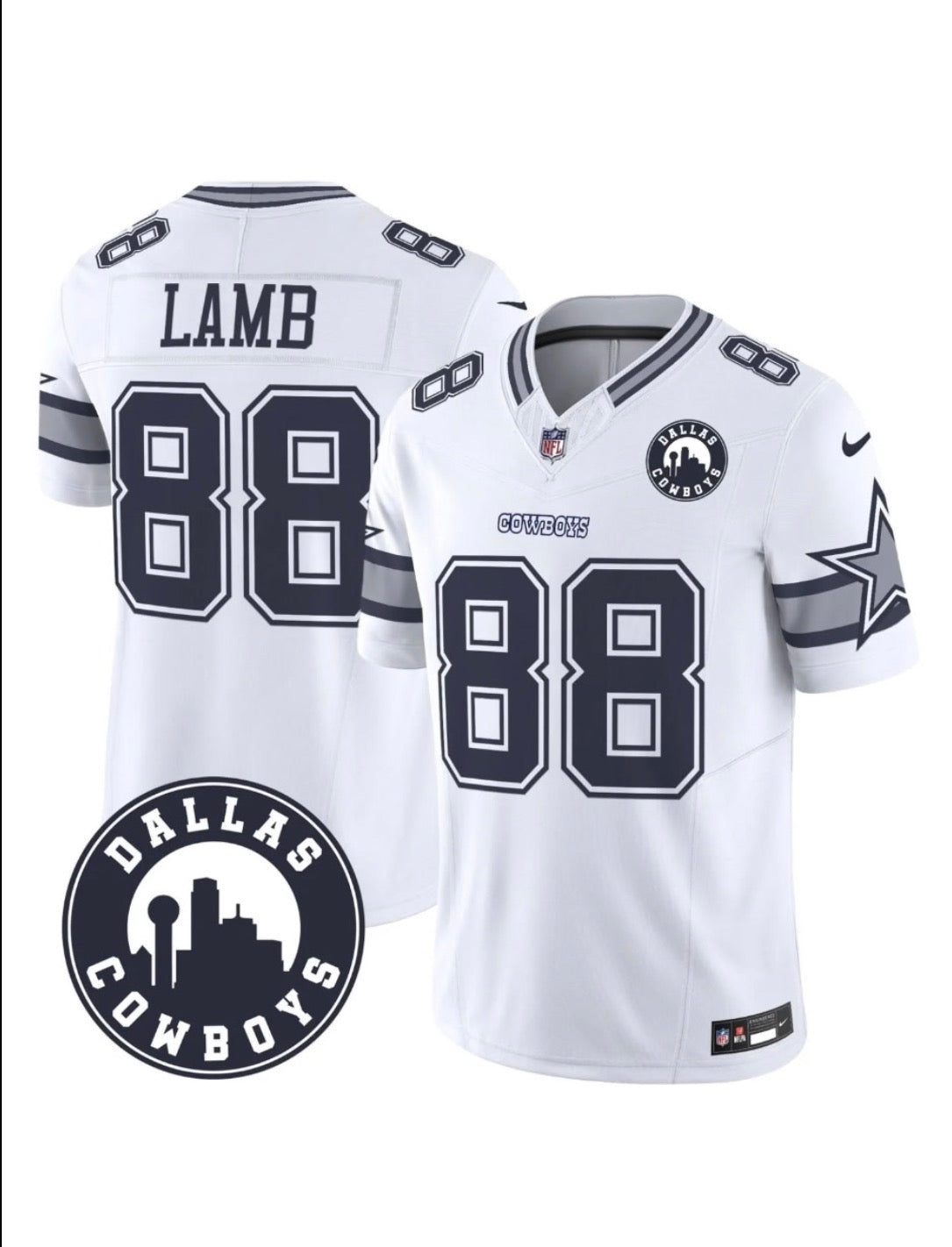 DALLAS COWBOYS CEEDEE LAMB WHITE JERSEY