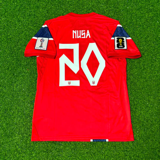 2026 WORLD CUP ANTONIO NUSA TEAM NORWAY RED JERSEY