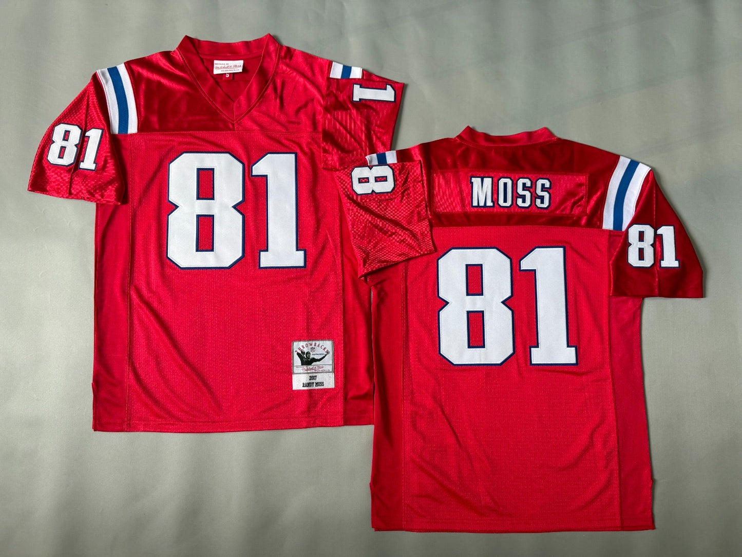 NEW ENGLAND PATRIOTS RANDY MOSS RED VINTAGE JERSEY