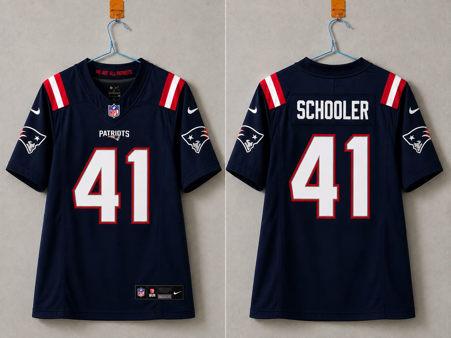 NEW ENGLAND PATRIOTS BRENDEN SCHOOLER BLUE JERSEY
