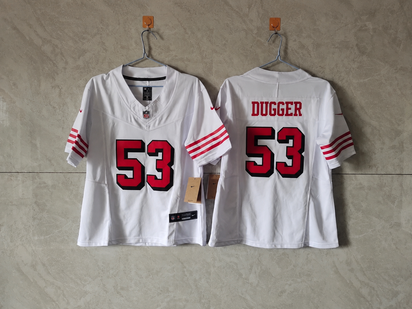 SAN FRANCISCO 49ERS JADEN DUGGER WHITE THROWBACK JERSEY